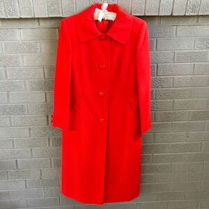 1960s Youthcraft Custom-Elite Red Long Coat- size M